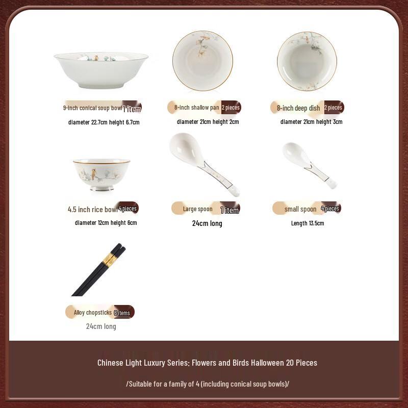 Mo De Lan Ka 20-Piece Chinese Ceramic Dinnerware Set