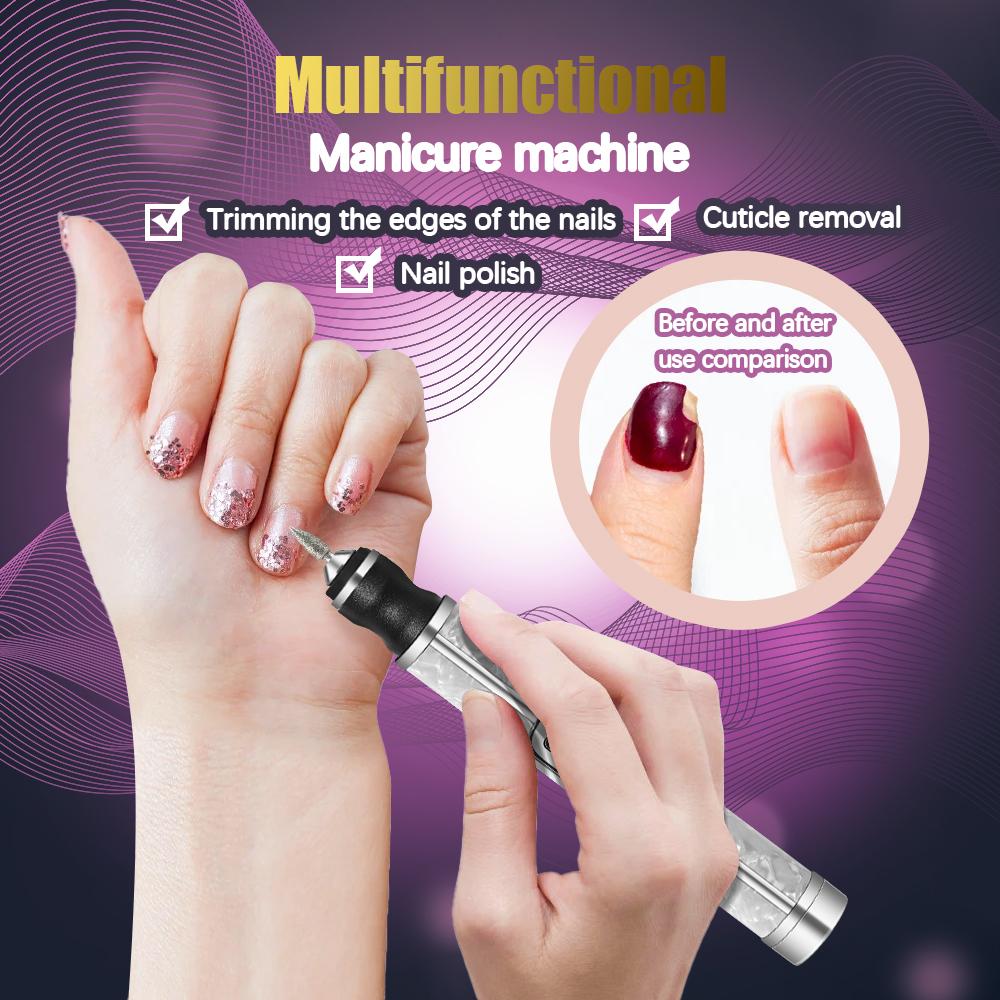 20000RPM Nail Polishing Machine Professional Nail Drill Multiple Gears Low Noise Nails Sander File Set For Manicure Salon Tools