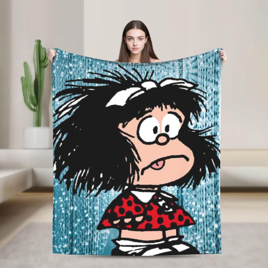 Mafaldas Knitted Blankets Amine Cartoon  Flannel Throw Blanket Bedding Couch Decoration Lightweight Bedspreads