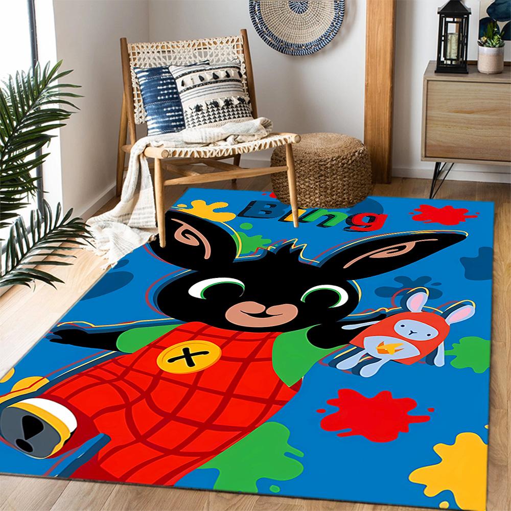 Bing's Colorful Adventure Themed Anti-Slip Rugs - Polyester Home Decor, Suitable for Bedrooms, Living Rooms, Doorways, Studios, and Decorations