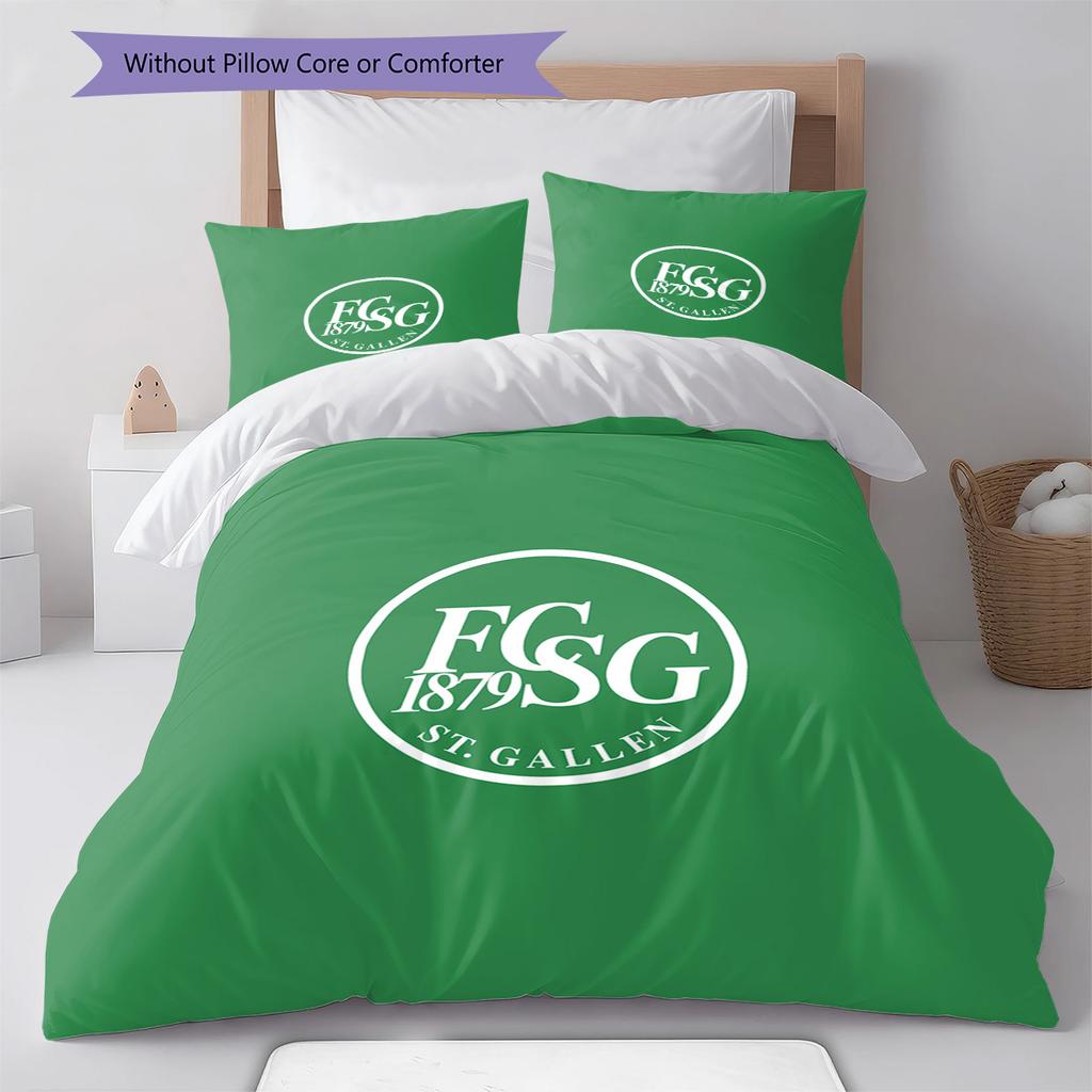 FC St. Gallen Pattern Bedding Set Quilt Cover Pillowcase Home Decor Gift (1 * duvet cover + 2 * pillowcase, without core)