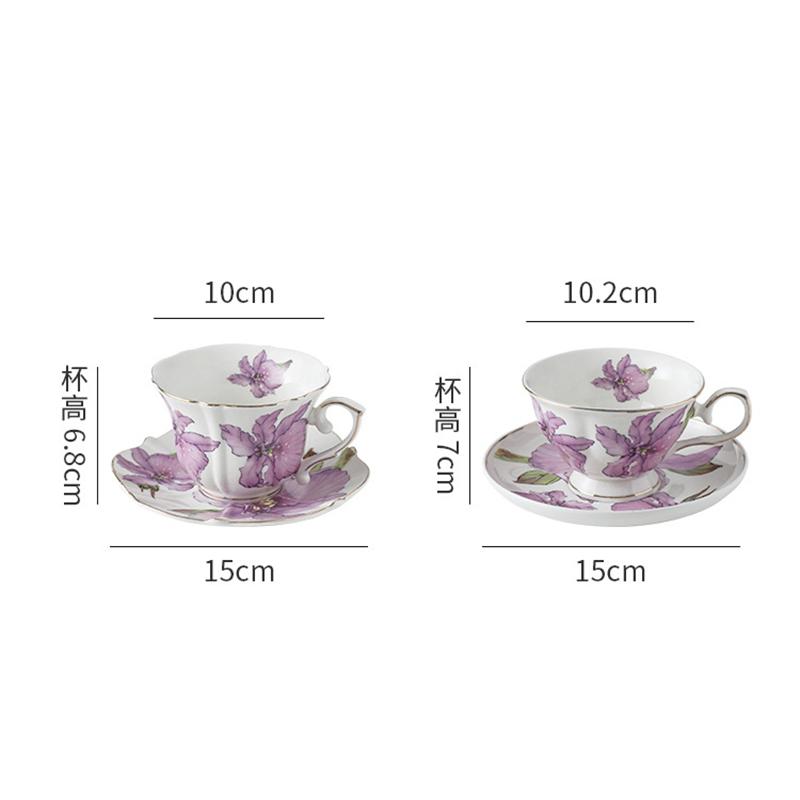 200ml Creative Lily Coffee Cup and Saucer Ceramic Gold-Plated Mug Home Floral Breakfast Milk Mug Afternoon Tea Coffee Cup Gifts