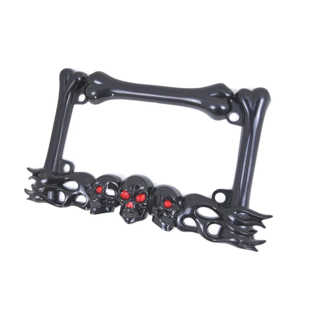 Skull Decor Motorcycle License Plate Frame Universal Fit 9inchx5.5inch