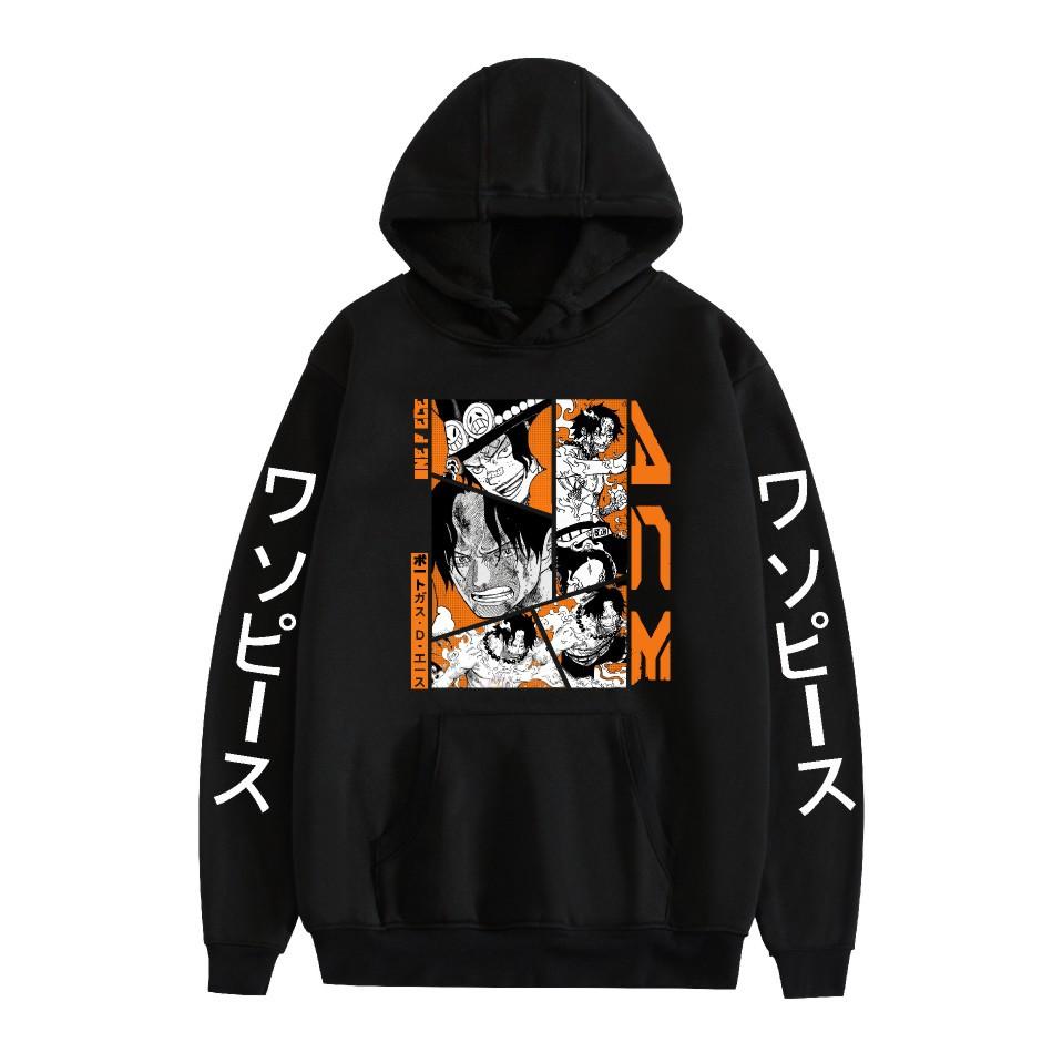 

ONE PIECE Anime Hoodie Sweatshirt for Mens Womens Unisex Graphic Printed Cool Streetwear Hoodie XS чёрный