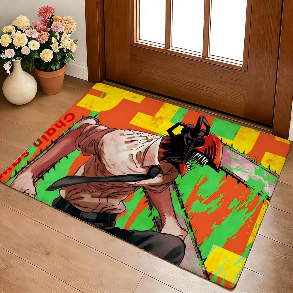 C-Chainsaw Man Fußmatte Gemütliche Flanell Weiche Dicke Rutschfeste Matte für Wohnzimmer Schlafzimmer Küche Dekor Teppiche