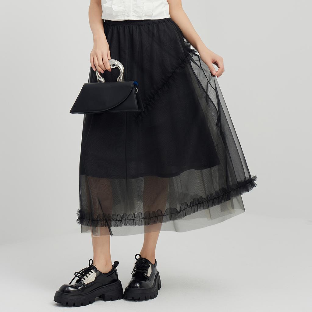 French Style Mesh A-Line Skirt for Girls
