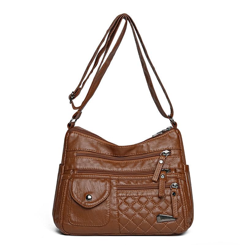 Ladies' Fashionable PU Leather Multi-layer Large Capacity Versatile Women's Bag, Single Shoulder Crossbody Bag
