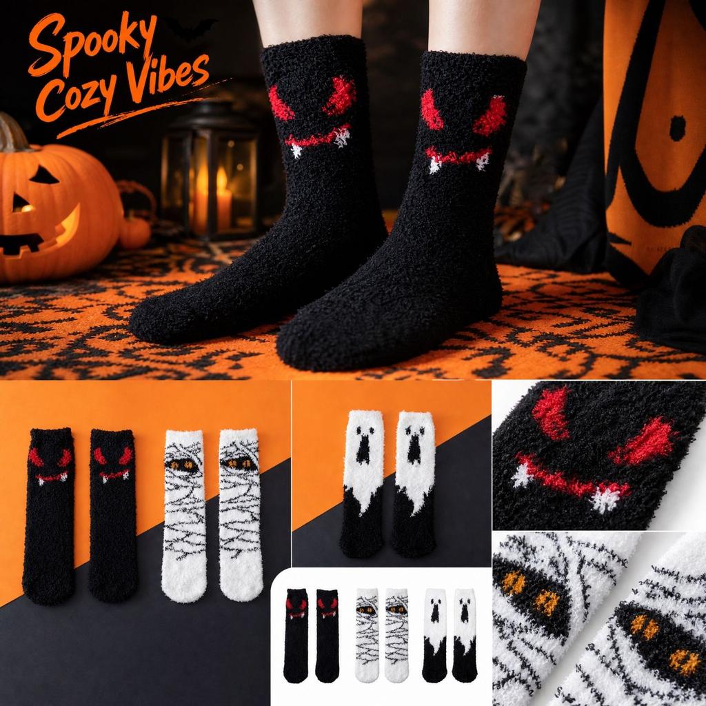 Unisex Halloween Lustige Dicke Warme Mittelhohe Socken für Herbst Winter - Neuartige Süße Socken