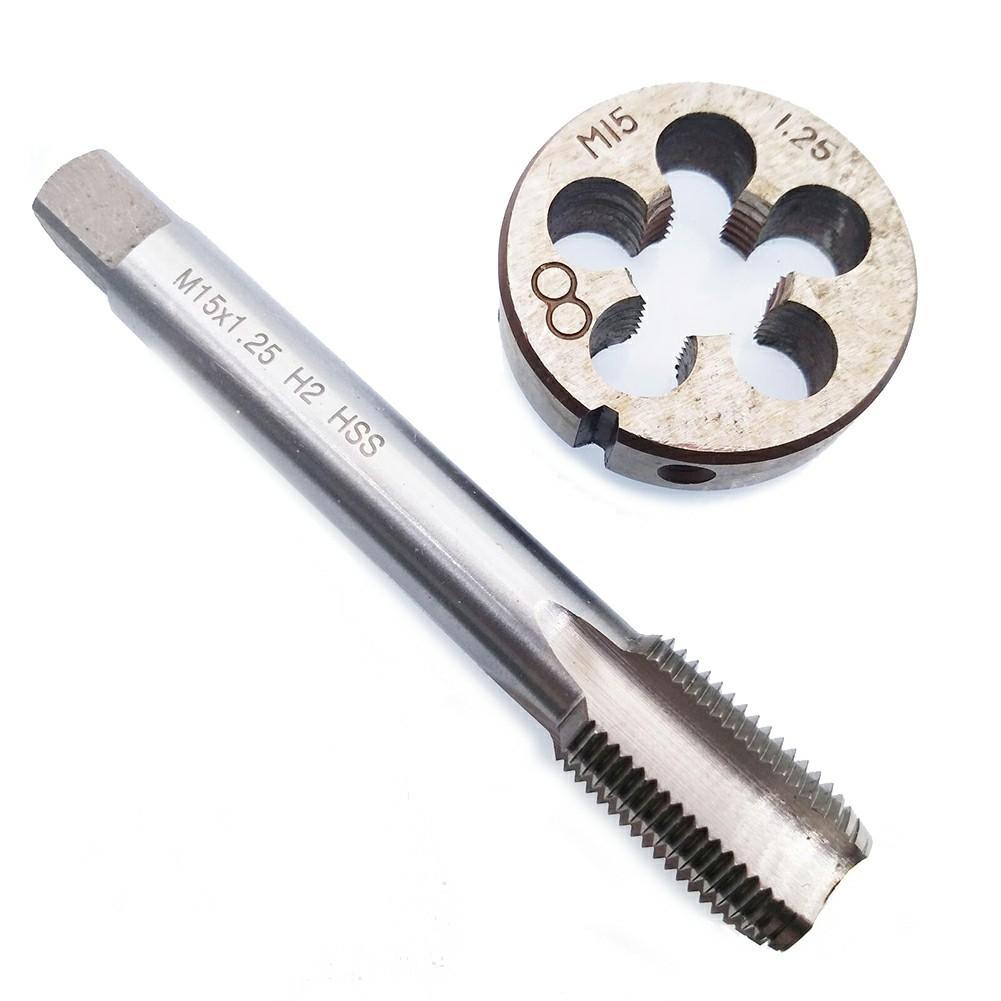 1pc HSS Machine M15 X 1.25mm Plug Tap and 1pc M15 X 1.25mm Die Threading Tool