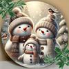 Vintage Metal Snowman Family Wall Art Home Decor Rustic Plaque Gift