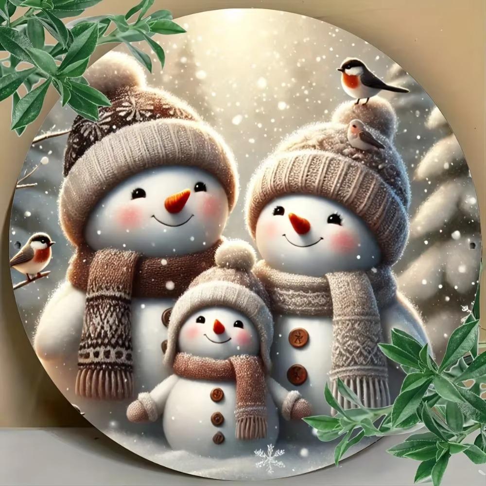 Vintage Metal Snowman Family Wall Art Home Decor Rustic Plaque Gift