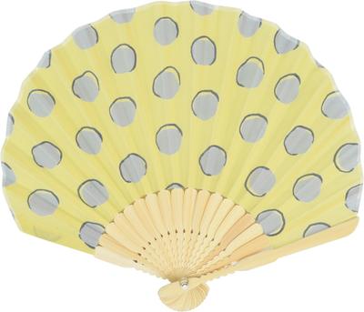 Onishi Ken Seihan Shell Folding Dot Fan, 20cm, Pattern, Yellow, "Ripple" SY19-A02