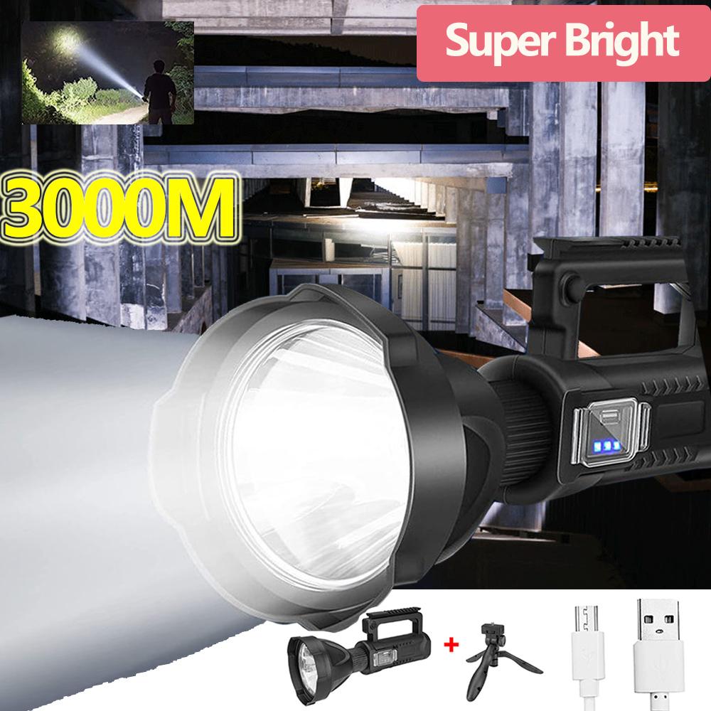 Portable light outdoor LED Rechargeable spotlight handheld holder light high-power waterproof USB  strong light searchlight