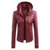 2022 Women's PU Leather Jacket with Detachable Hood - Stylish European & American Fashion Coat
