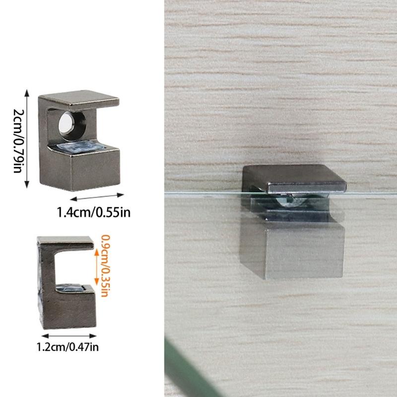4 Stück Mehrzweck-Verstellbare Glas-Klemmenhalter für Vitrinen Schränke und Paneele aus robusten Zinklegierungs-Materialien