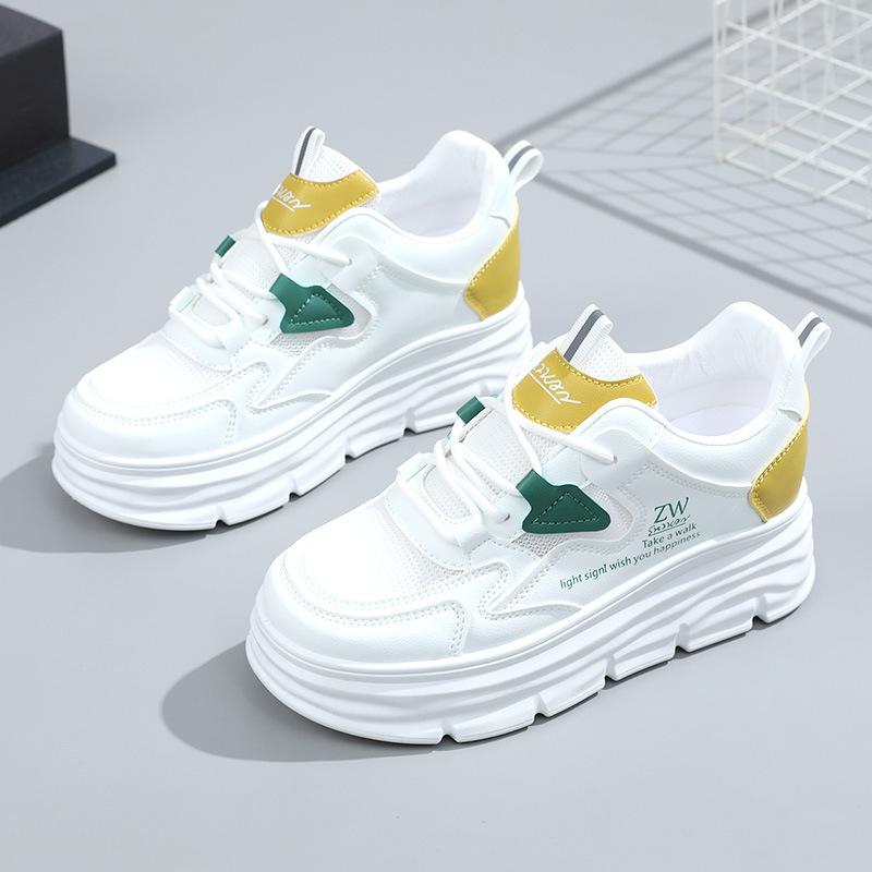 

[Customized] W3602 new inner height increase small white shoes women s mesh surface 7 cm summer breathable casual board shoes thick sole 40