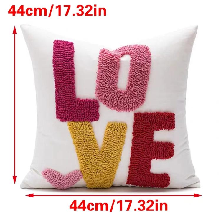 Redness Heart Accent Pillowcase with Florals Embroidery, Soft Cotton Canvas Pillows Cushions for a Romantics Home