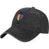 LGBT Rainbow Heart Baseball Cap Washed Cotton Dad Hat Adjustable Sun Protection Casual Cap