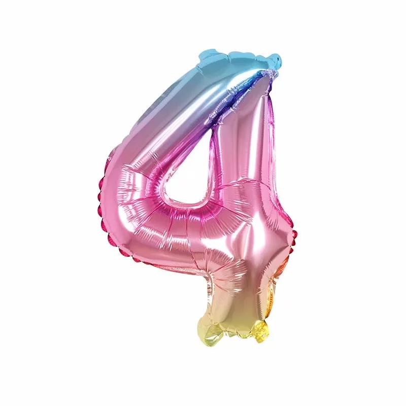 

32 Inch Gradual Rainbow Color Small Fresh Style Alphabetic Letter Number Aluminum Foil Balloon Birthday Party Decorations Ballon 32inch