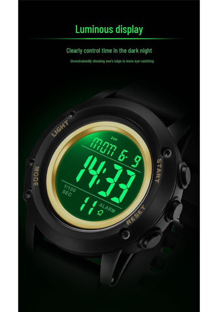 Sanda Wasserdichte Leuchtende Sport-Armbanduhr für Herren - Einfache Multifunktionale Elektronische Uhr