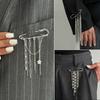 Ins Metal Chain Adjustable Short Waist Chain, Fashion Minimalist Star Tassel Lapel Pin For Women