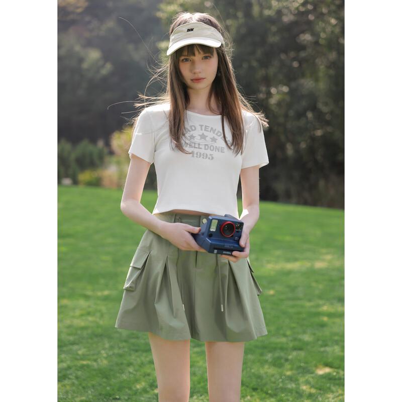 TonLion Women's Pleated Cargo Mini Skirt