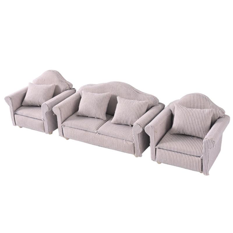 Handmade Miniature Sofa Model Figure 1/12 Dollhouses Decorative Accessories Detailed Wooden Furniture for Craft Project