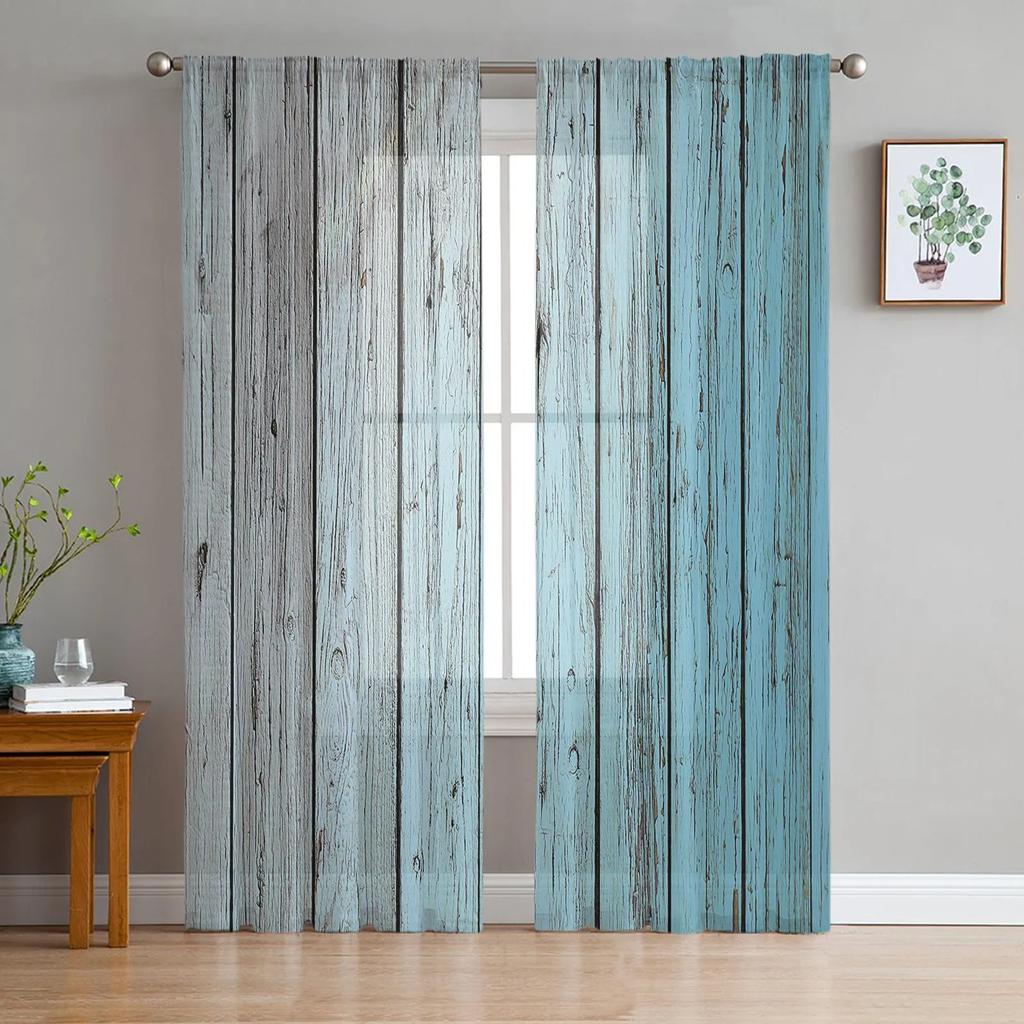 Art Line Retro Style Shabby Whirlpool Chiffon Sheer Curtains for Living Room Bedroom Decoration Window Voiles Tulle Curtain