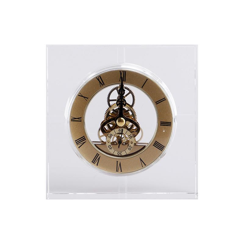 Nordic Crystal Table Clock Silent Modern Creative Luxury Gear Desk Clock Mechanical Metal Gold Desktop Living Room Home Decor