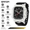 Sanda Men's Trendy Waterproof Multi-Functional Electronic Watches with Three-Time Zones for Casual Use