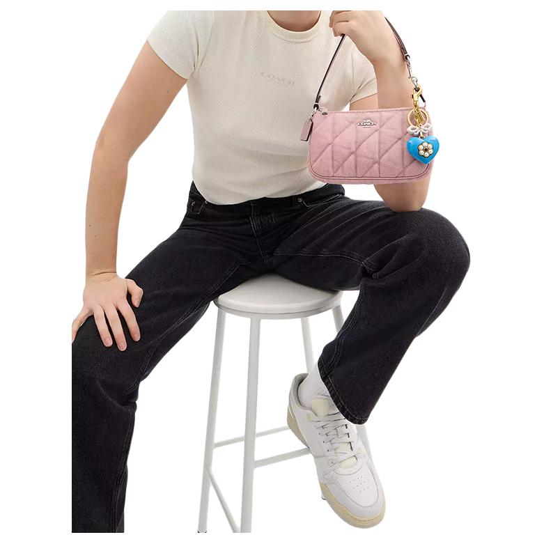 Coach Nolita 19 Diamond Pattern Hardware Denim Handbag Small Women Handbags Carnation-Pink CBK58-SVY2V