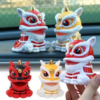 Car Solar Mascot Ornaments Bring In Wealth and Treasure Awakening Lion Car Nodding Ornaments Chinese Style Car Home Decorations