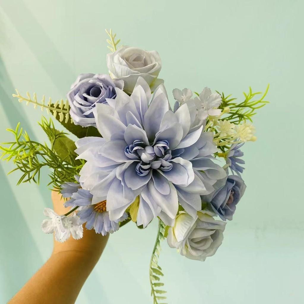 

Комбинированный стол с имитацией цветов, искусственный цветок, роза, торговец, супермаркет, шелковый цветок, небольшой столик, размещенный на искусственном цветке, украшение для гостиной синий