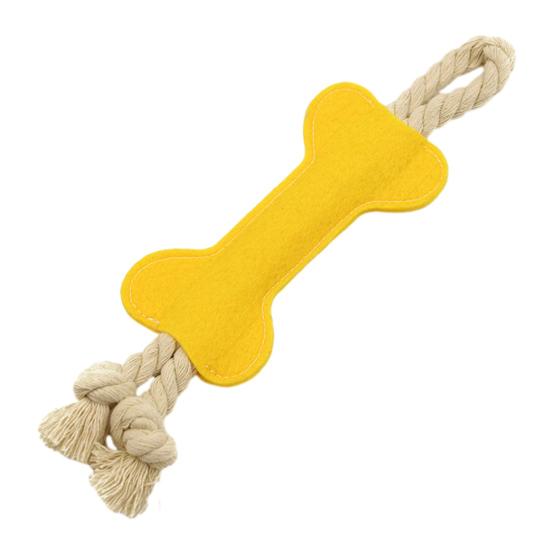 Dog Rope Toy Felt Bone Dog Chew Toy Interactive Tug-of-War Rope Dog Toy for Teeth Cleaning Puppy Teething