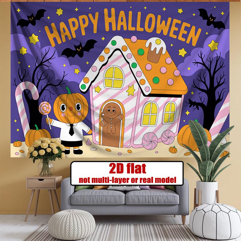 Party Backdrop Halloween Flat Banners Gingerbread House Pumpkin Candy Celebrations Wedding Event Backdrop Decoration Front Door Decor