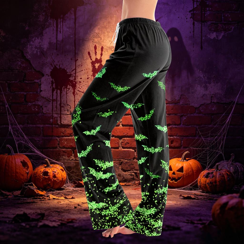 Damen Freizeithose mit Kordelzug und Halloween-Print für Feiertagspartys und den Alltag