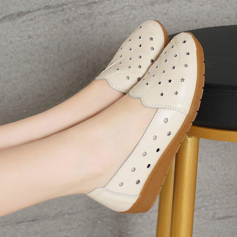 Soft-soled mother shoes beef tendon sole non-slip maternity shoes hollow wedge heel sandals versatile breathable casual single shoes women