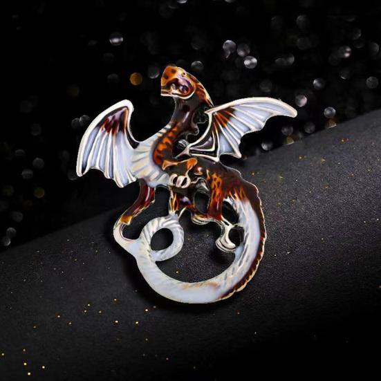 Winged Dragon Brooch Retro Colorful Dragon Brooch Pin Decorative Alloy Lapel Pin Clothes Accessory for Backpack Hats Jackets Decoration