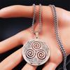 Stainless Steel Viking Witch Celtic Knot Triskele Necklace for Women Men Wicca Supernatural Talisman Male Chain Jewelry