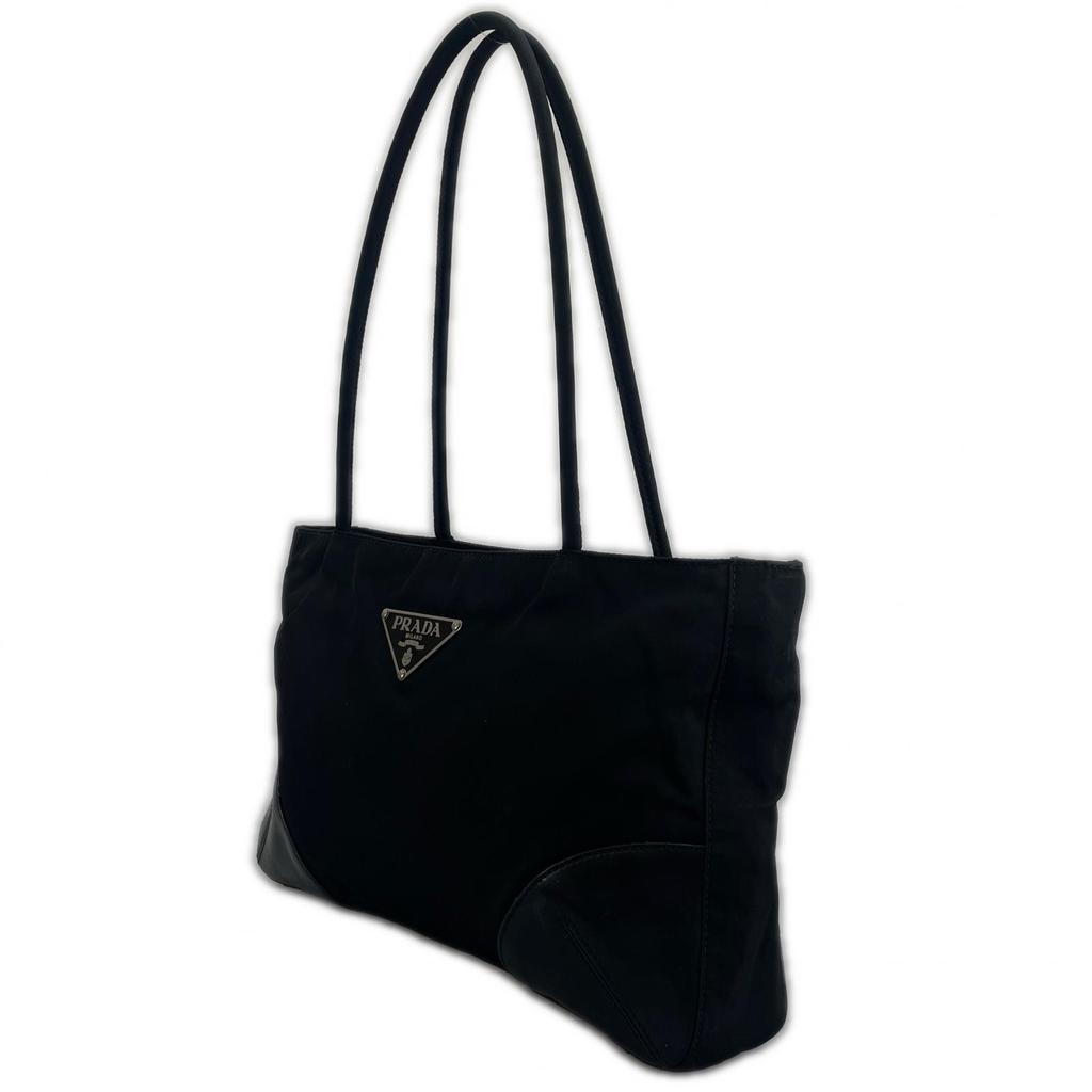 PRADA Triangle logo Tote Bag black Women used