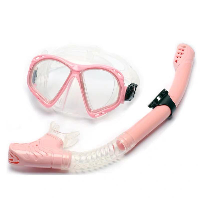 Tempered Glass Scuba Diving Goggles Dry Top Snorkeling Mask and Snorkel Set for Adults