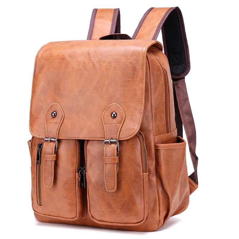 New trendy bag pu leather backpack, casual and fashionable student travel bag, large-capacity business backpack.