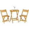 Foldable 3 Piece Bistro Set In Acacia Wood With Round Table And 2 Chairs No Assembly Required 60x60x75cm Natural