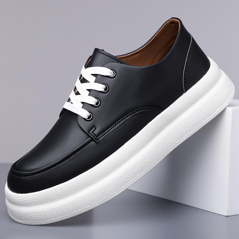 Fashion Men's Breathable Lace-Up Walking Shoes Lightweight Outdoor Sneakers Non-Slip Comfortable Casual Sports Shoes Thick Bottom Flats