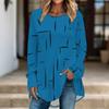 Women Long Sleeve Tunic Top Print Crew Neck Loose Fit Blouse With Pockets Casual Daily Wear Ladies Tops