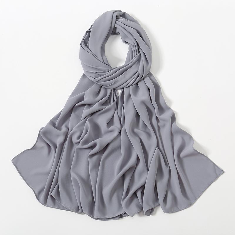 Women Heavy Chiffon Hijab Scarf Premium Chiffon Muslim Hijabs Plain Good Stitching Maxi Wrap Solid Color Musulman Femme Shawls