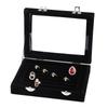Composite Board Lint Jewelry Rings Storage Box Display Case Holder Organizer Black