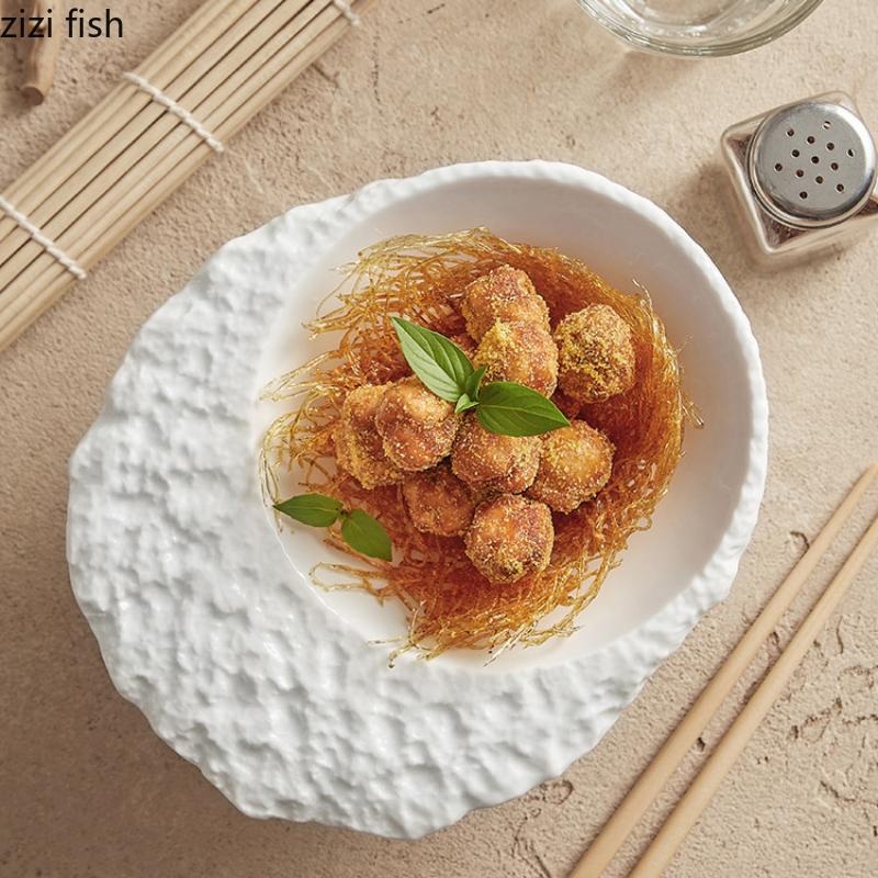 Rock-grained Ceramic Soup Bowl Dinner Plate Fruit Plate Salad Bowls Cold Dish Dish Noodle Bowl Dessert Bowls Sashimi Disc Tray