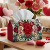 1pc Romantic Vintage Valentine'S Day Tissue Box Holder - Rose Stained Glass, Ideal for Decor In Living Room, Dining Room, Bedroom, Bathroom, Bar, Or O