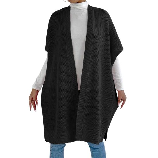 Kvinner Ensfarget Strikket Genser Vest Casual Løstsittende Cardigan Jakke Høst Vinter Strikkevest Kåpe
